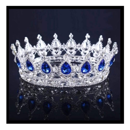 Royal Blue Rhinestone Crown-Trendi737 Jewelry Boutique-blue crown,blue tiara,crown,tiara