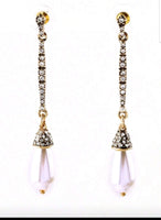 Long Pearl Drop Earrings-Trendi737 Jewelry Boutique-bridal earrings,classy earrings,Earrings,gold faux pearl earrings,long earrings,long pearl earrings
