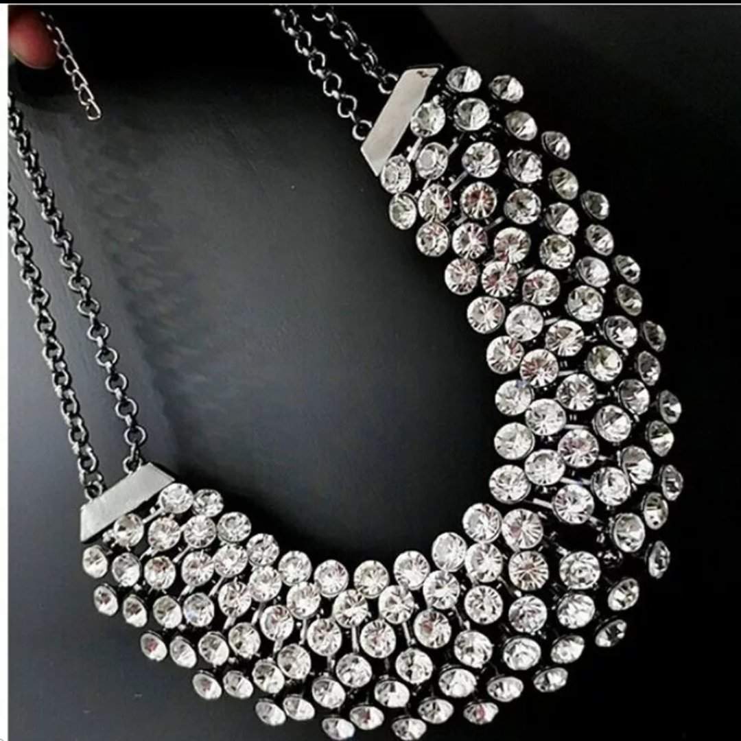 Dazzle Necklace-Trendi737 Jewelry Boutique-necklace,rhinestone necklace,silver necklace,statement necklace
