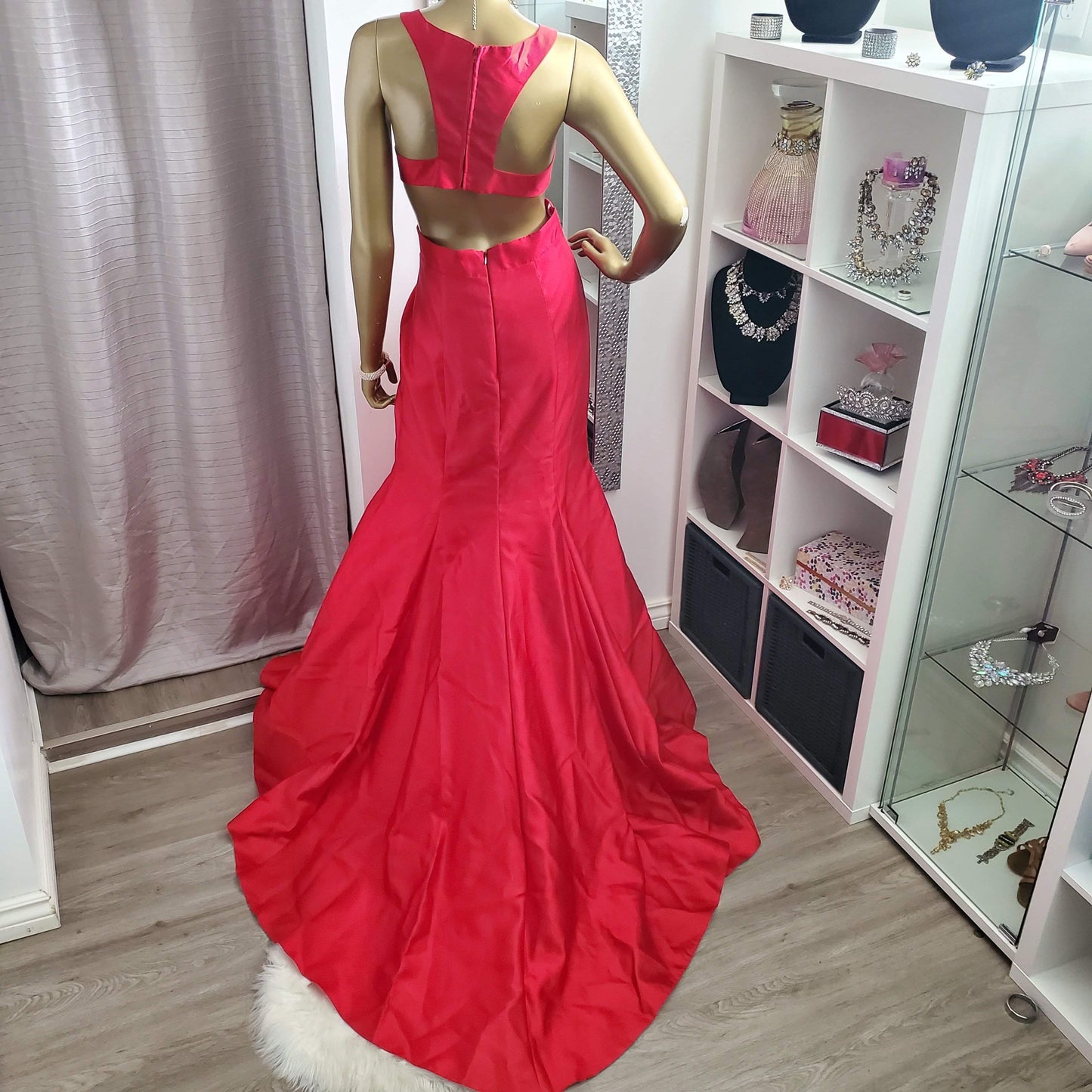 Red Mermaid Jovani Dress-Trendi737 Jewelry Boutique-bridesmaid dress,Dress,Jovani dress,Mermaid Dress,red bridesmaid dress,Red Jovani Dress,red mermaid dress,red pageant dress,red prom dres
