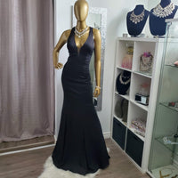 Black Mermaid Jovani Dress-Trendi737 Jewelry Boutique-black dress,bridesmaid dress,dress,Evening gown,Jovani Dress,Jovani prom dress,mermaid dress,open back dress,pageant dress,prom dress,special occasion dress
