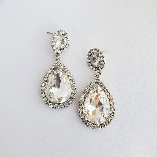 Crystal Teardrop Earrings-Trendi737 Jewelry Boutique-bridal earrings,crystal earrings,pageant earrings,prom earrings,rhinestone earrings,statement earrings,teardrop earrigs