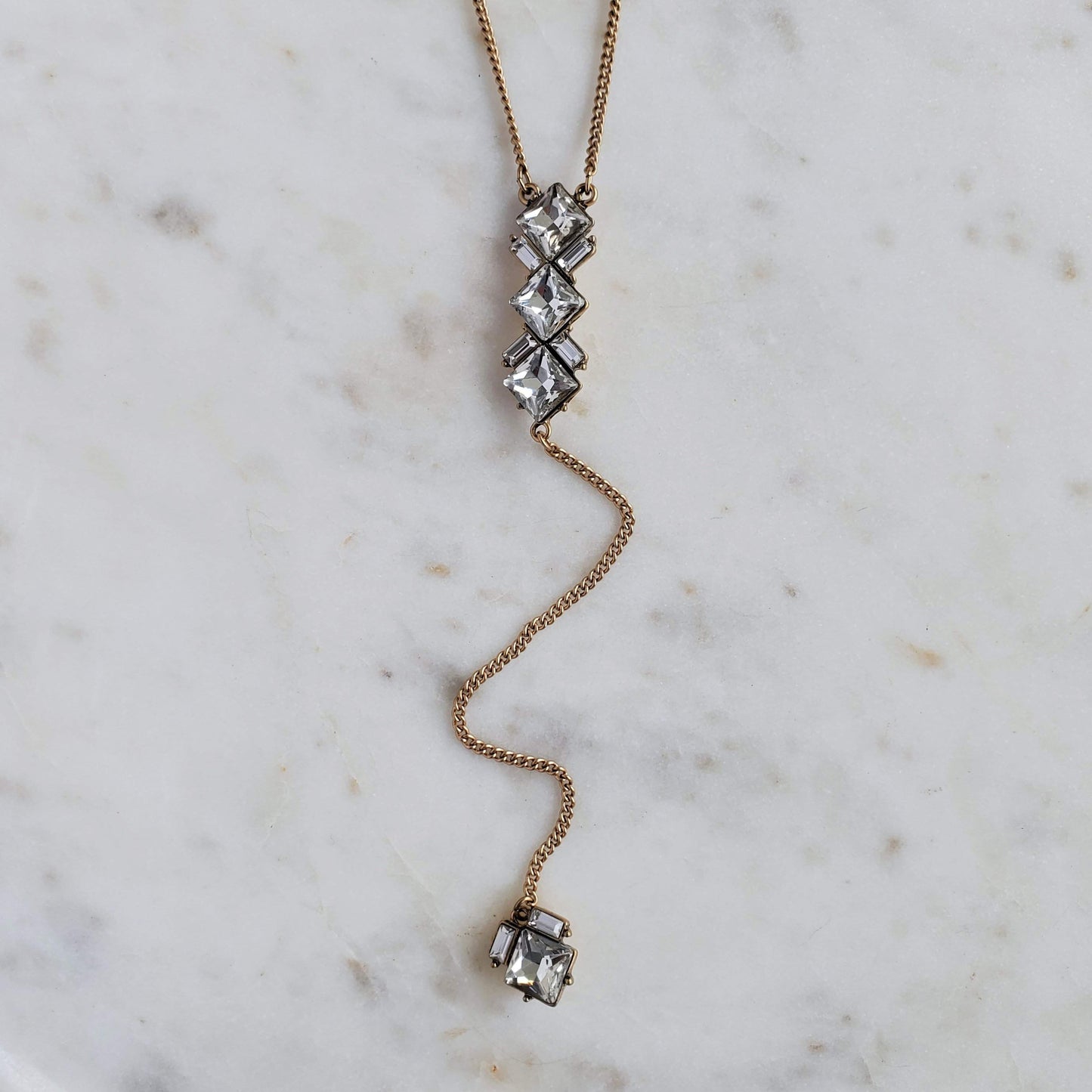 Diamond Girl Necklace-Trendi737 Jewelry Boutique-gold neclace,long necklace,Necklace,rhinestone necklace,trendy gold necklace