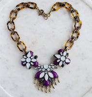 Como La Flor Necklace-Trendi737 Jewelry Boutique-acrylic necklace,animal print necklace,necklace,purple necklace,statement necklace