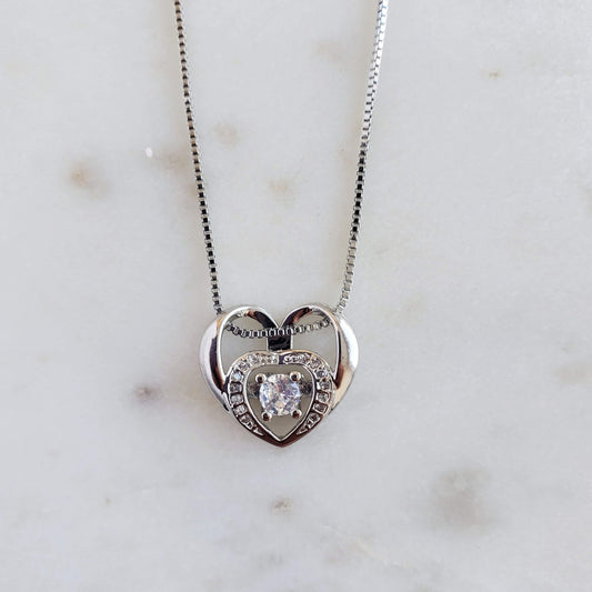 Sweetheart Set-Trendi737 Jewelry Boutique-heart necklace set,necklace earring set,necklace set,silver necklace set