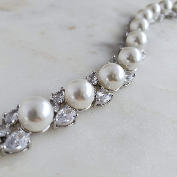 Divine Pearl Bracelet-Trendi737 Jewelry Boutique-Bracelet,bridal bracelet,bridal jewelry,faux pearl necklace,pageant bracelet,prom bracelet,rhinestone bracelet,Tennis bracelet