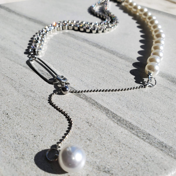 Itzel Multiway Necklace-Trendi737 Jewelry Boutique-collarbone necklace,faux pearl necklace,Multi way necklace,necklace,rhinestone necklace