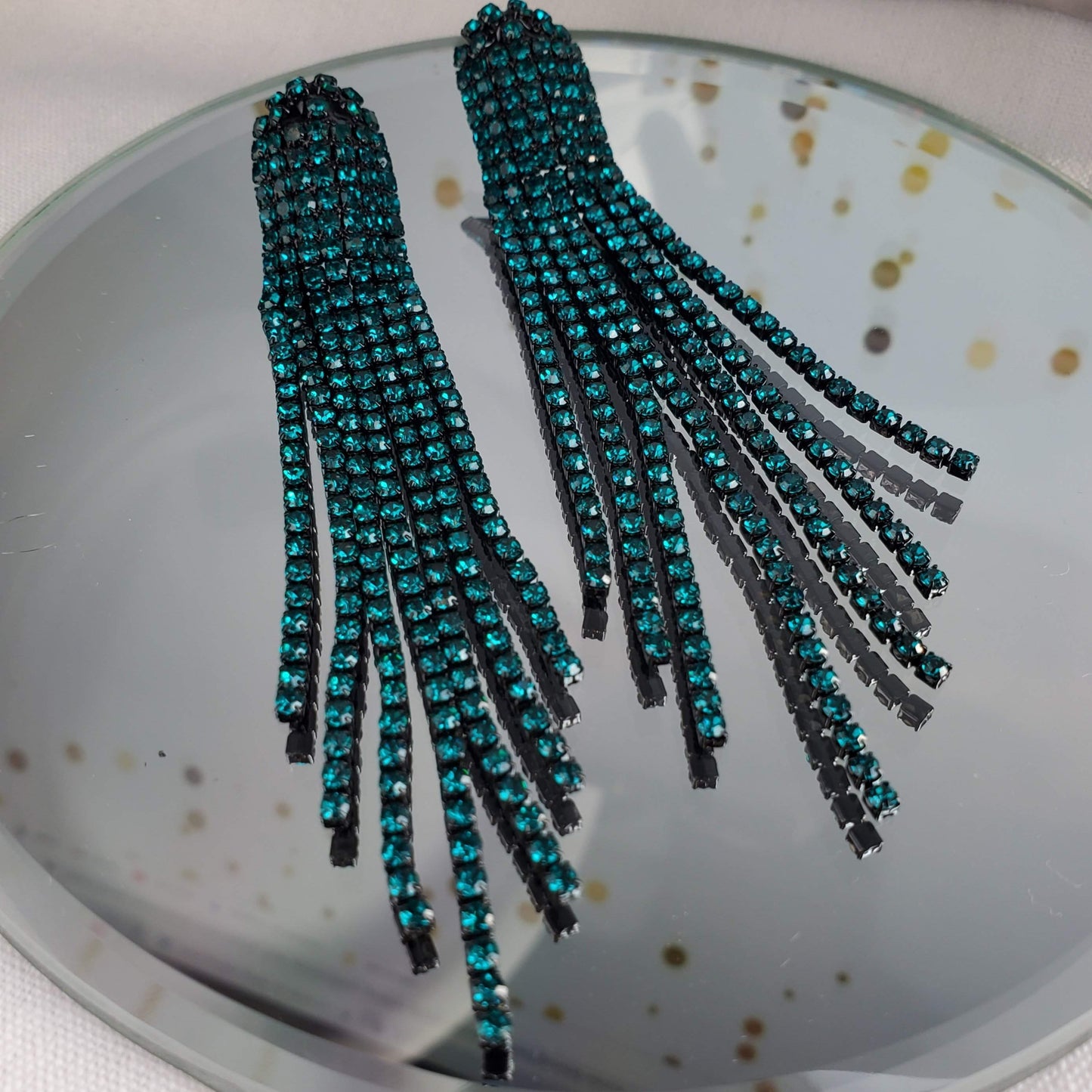 Dazzle Tassel Earrings-Trendi737 Jewelry Boutique-blue,earrings,green,long,long earrings,red
