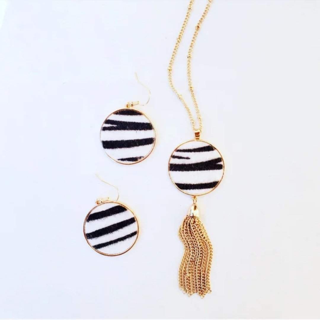 Zebra Necklace Set-Trendi737 Jewelry Boutique-animal print necklace set,necklace set,zebra necklace set