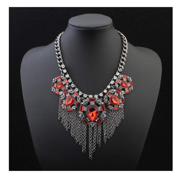 Ruby Necklace-Trendi737 Jewelry Boutique-necklace,red necklace,red statement necklace,SALE